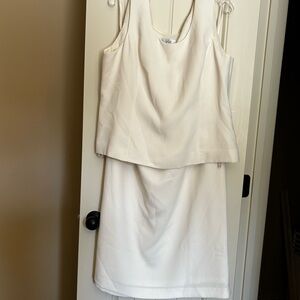 Le Suit Size 18 Midi Skirt And Shell Tank Set Cream